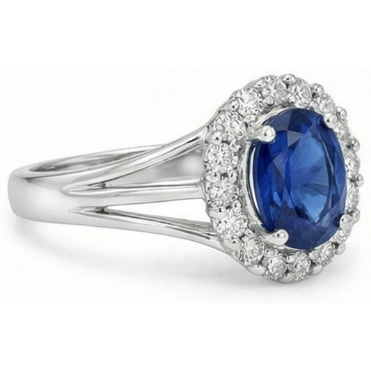 naturel oval diamant 2.40carats bague angle de côté