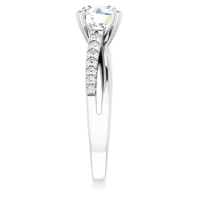 Bague Solitaire Avec Accent 2.20 Carats Réel Diamants Or Blanc 14K