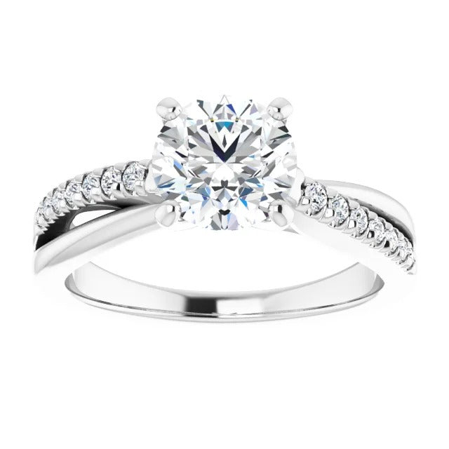 Bague Solitaire Avec Accent 2.20 Carats Réel Diamants Or Blanc 14K