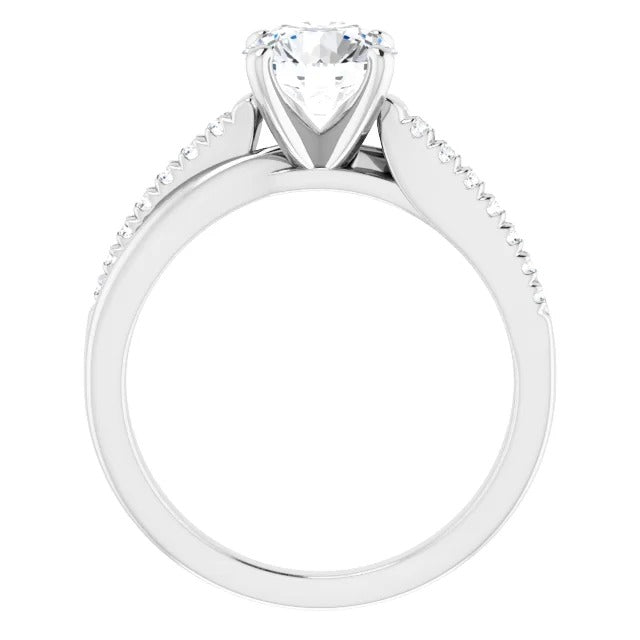 Bague Solitaire Avec Accent 2.20 Carats Réel Diamants Or Blanc 14K