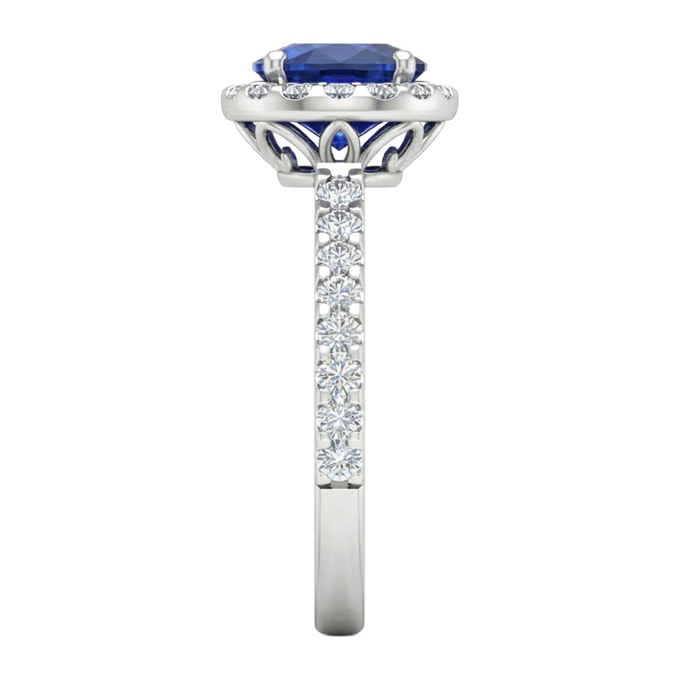 naturel oval diamant 3.50carats bague vue de profil