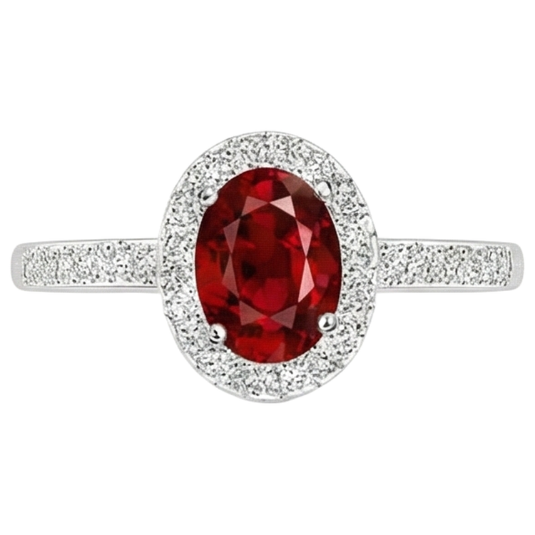 naturel oval rubis 3.85carats bague vue de face
