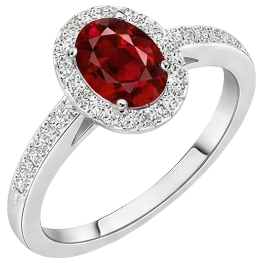 naturel oval rubis 3.85carats bague angle de côté