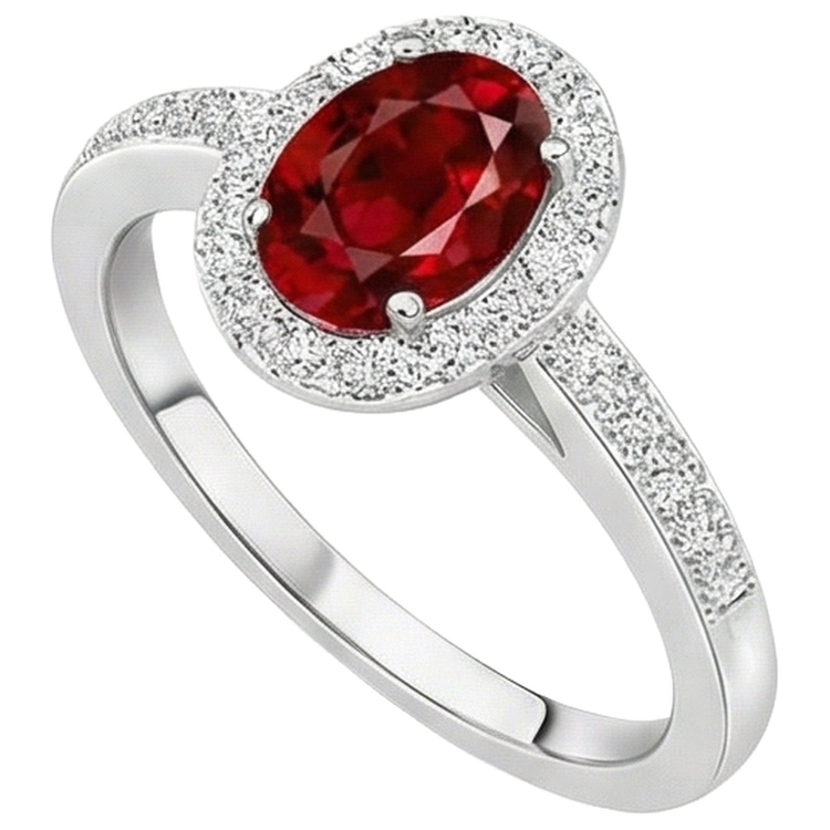 naturel oval rubis 3.85carats bague détail rapproché