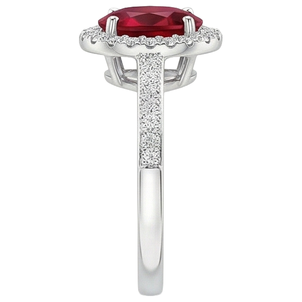 naturel oval rubis 3.85carats bague vue de dessus