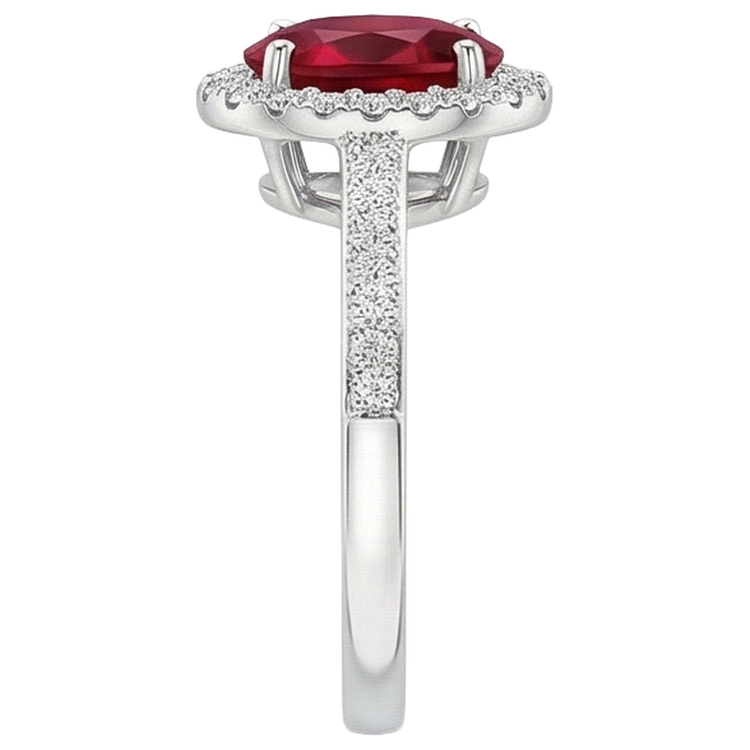 naturel oval rubis 3.85carats bague vue de dessus