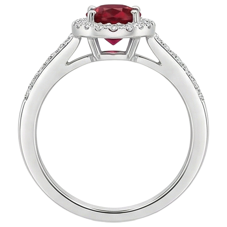 naturel oval rubis 3.85carats bague vue de profil