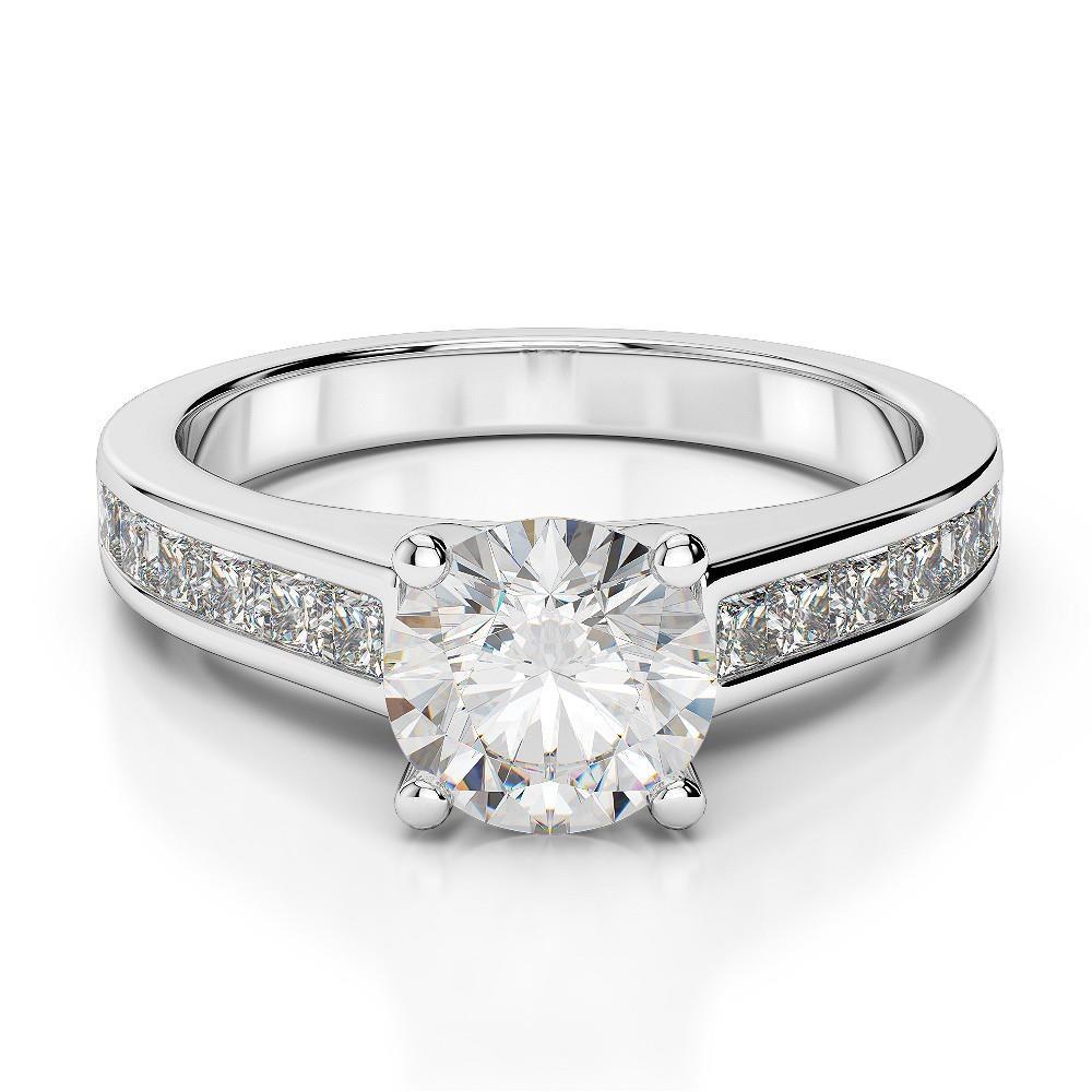 Bague Solitaire Avec Accent Griffe 2.75 Carats Naturel Diamants Wg 14K