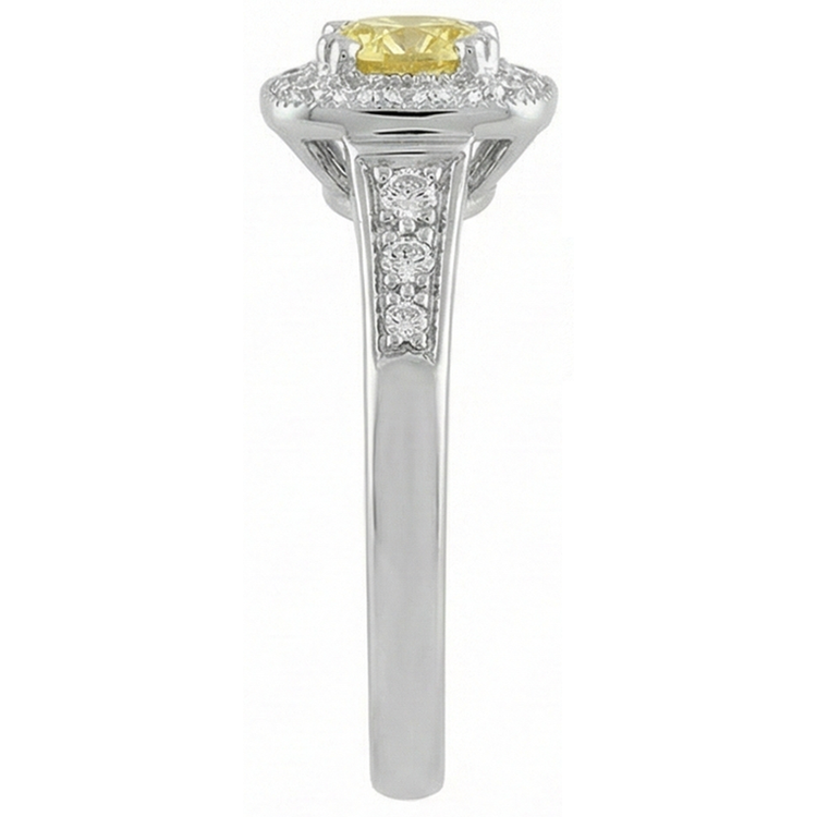 Bague Solitaire Avec Accent Saphir Jaune 3.5 Ct Et Diamants Naturels Extraits des Mines ( et non cultivés en laboratoire )