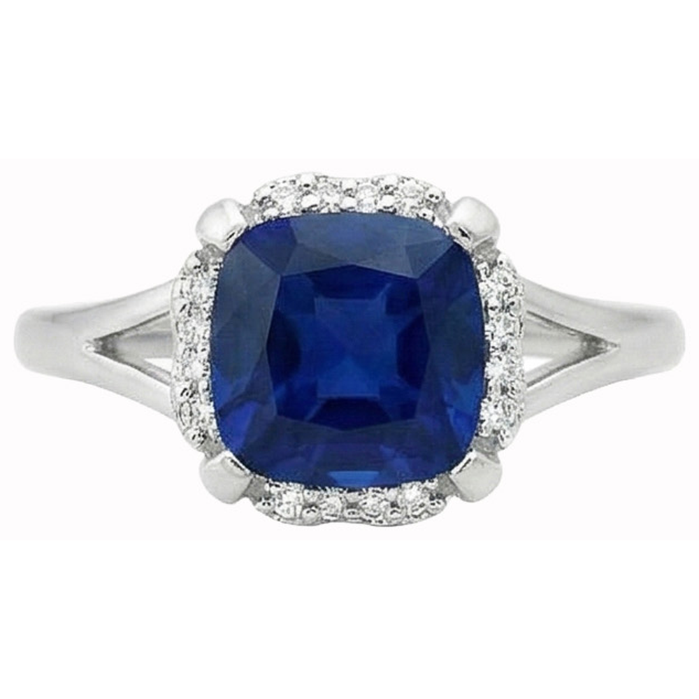 naturel cushion diamant 2.50carats bague vue de dessus