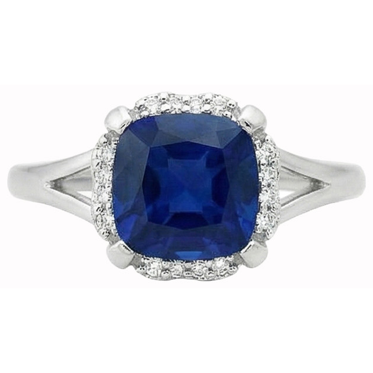 naturel cushion diamant 2.50carats bague vue de dessus