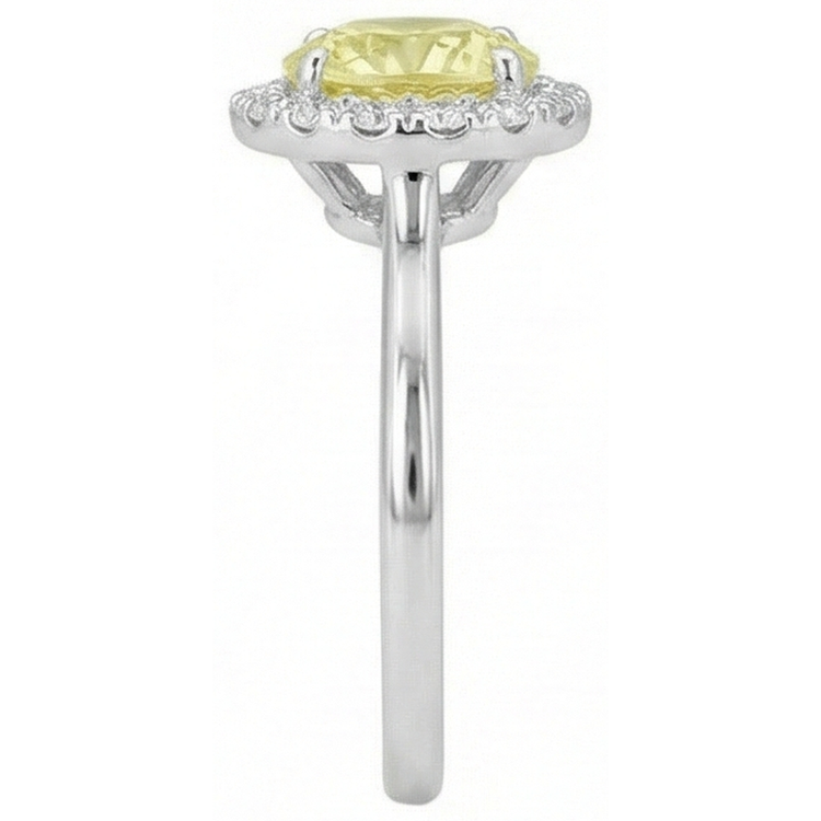 Bague Solitaire Avec Accents 4 Carats Saphir Jaune Or Blanc 14K