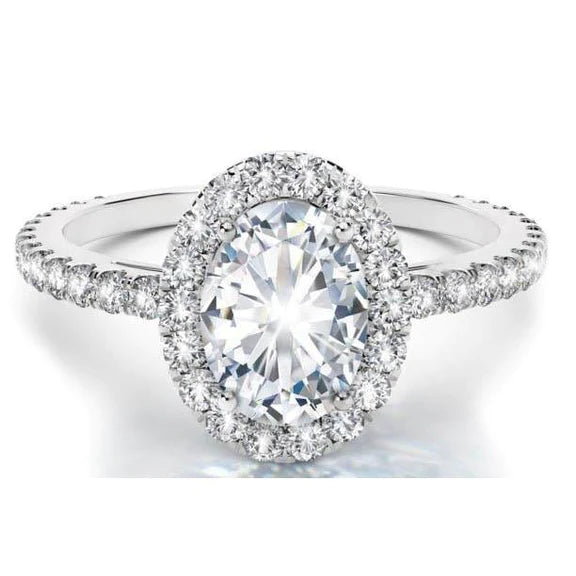Bague Solitaire Avec Accents Authentique Diamant Halo 3.90 Carats