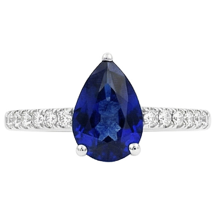 naturel pear diamant 2.50carats bague vue de dessus
