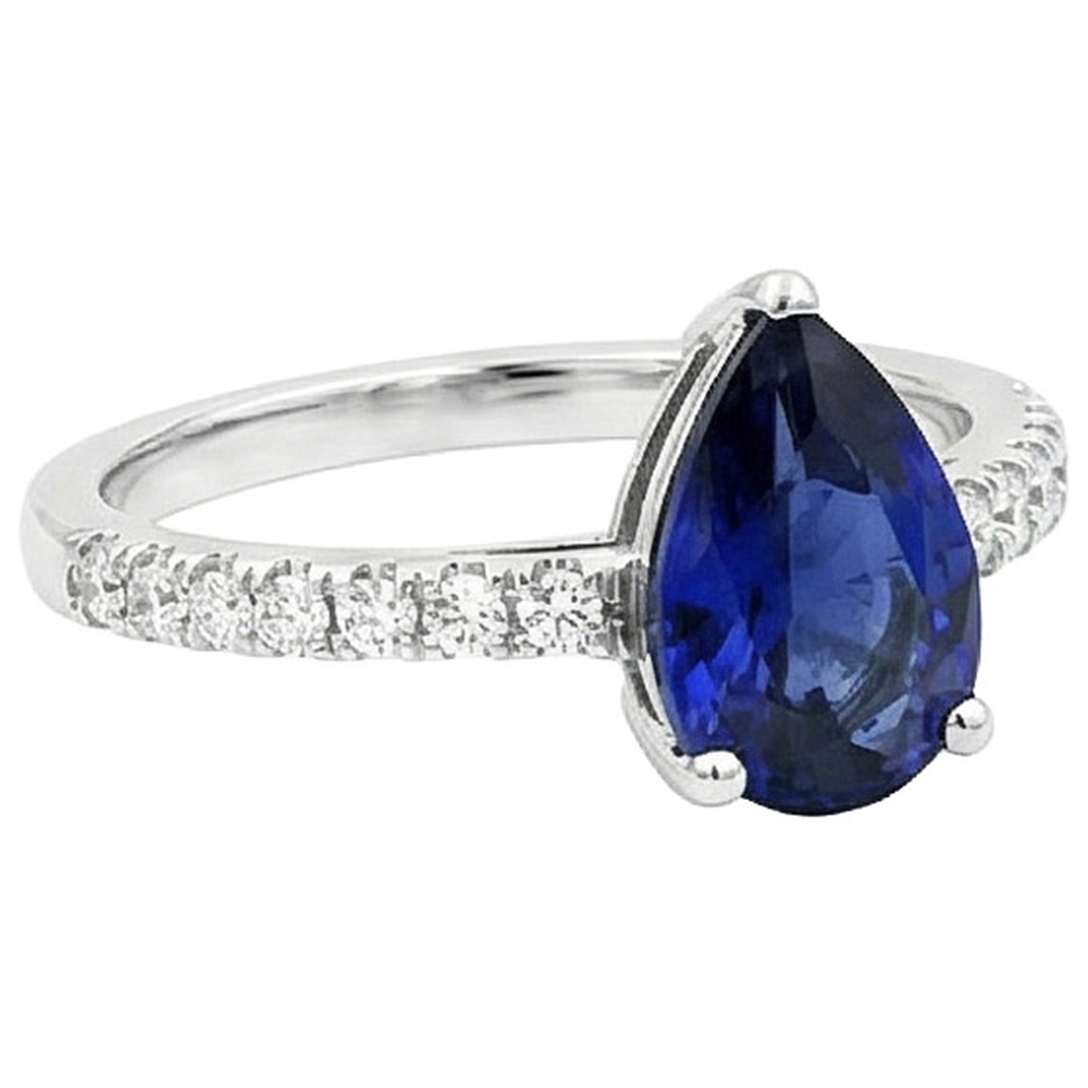 naturel pear diamant 2.50carats bague vue de profil