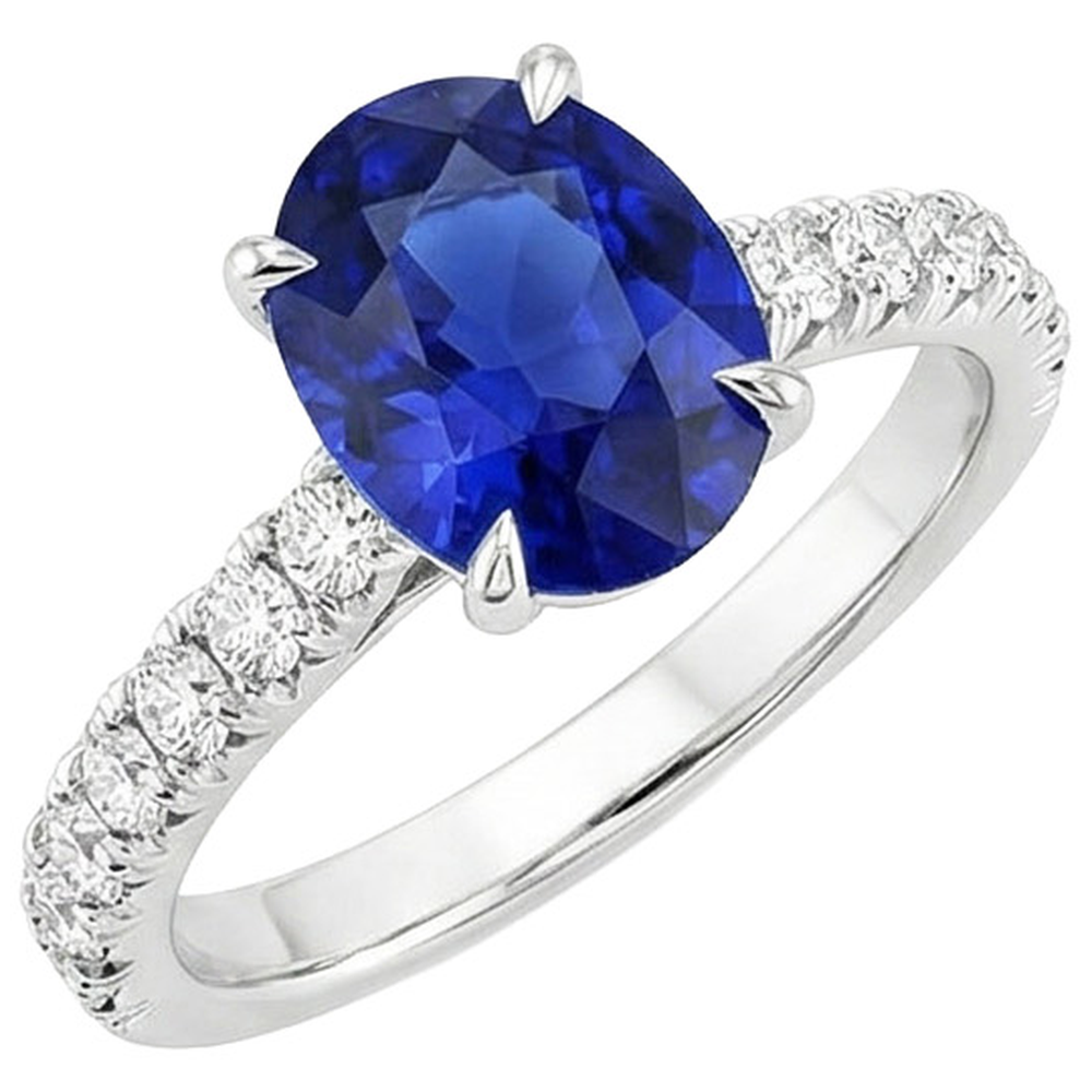 naturel oval saphir 4carats bague angle de côté