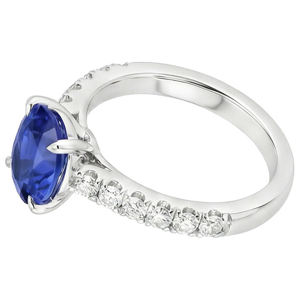 naturel oval saphir 4carats bague vue de profil