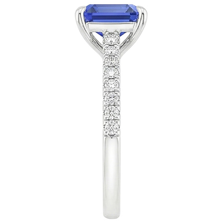 Bague Solitaire Avec Accents Emeraude Ceylan Saphir & Diamant Naturels Extraits des Mines ( et non cultivés en laboratoire ) 4 Carats