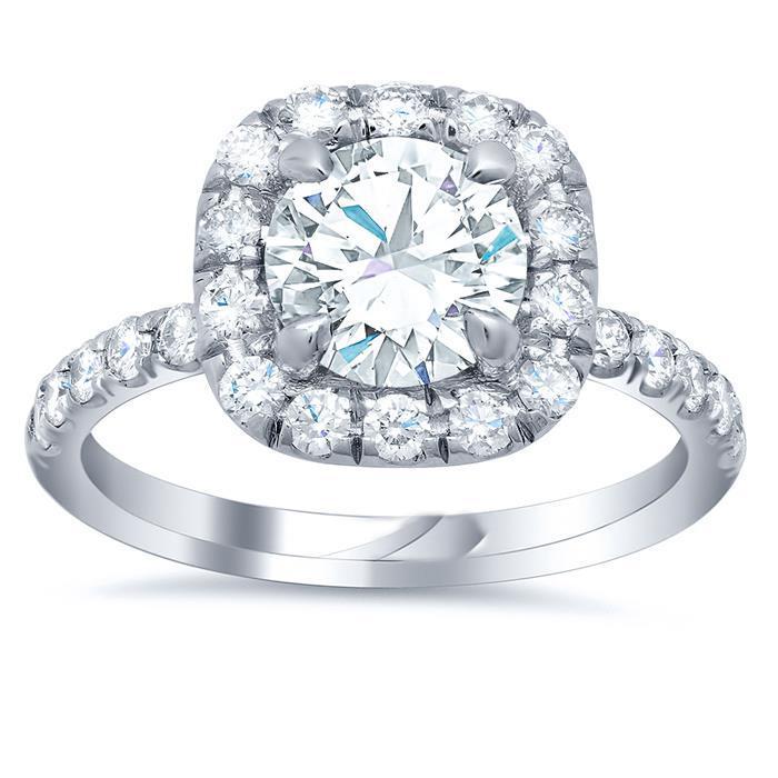 Bague Solitaire Avec Accents Halo Naturel Diamant 4.60 Carats