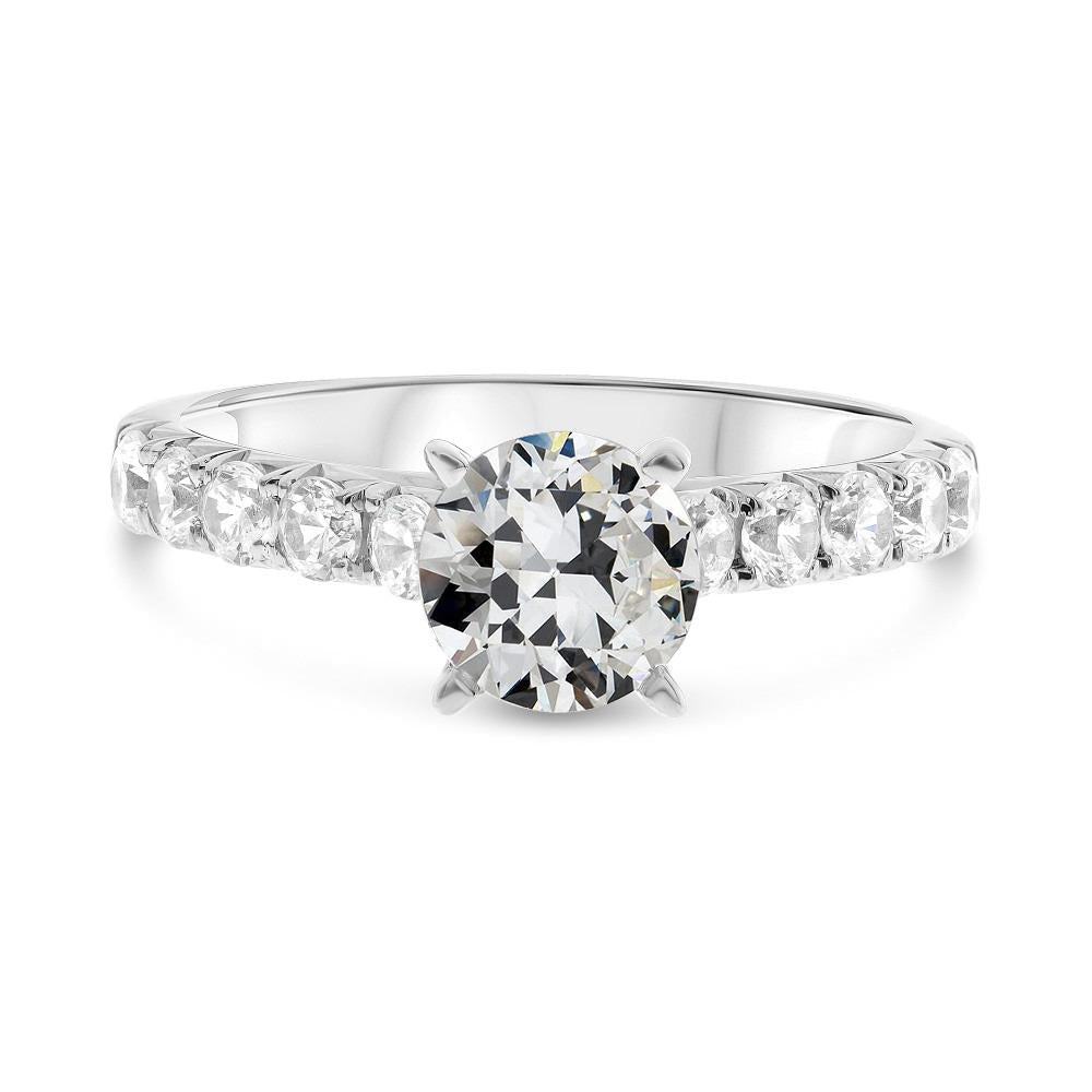 Bague Solitaire Avec Accents Naturel Diamant Rond Taille Vieille Mine 6 Carats