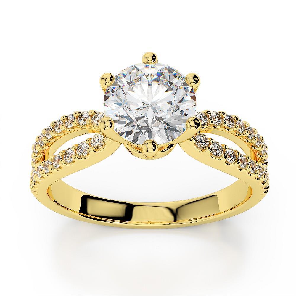 Bague Solitaire Avec Accents Or Jaune 2.50 Carats Naturel Diamant