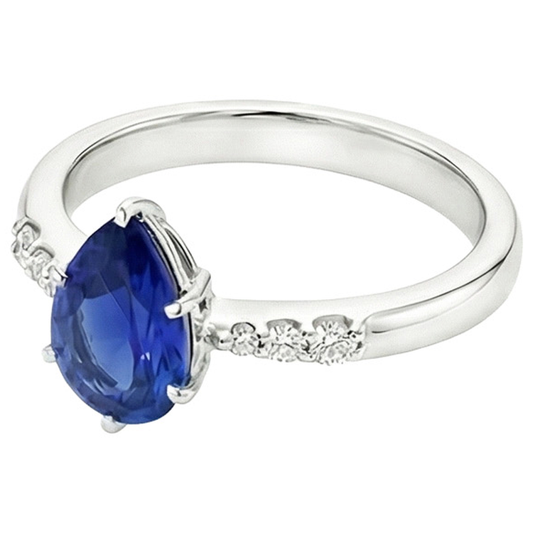 naturel pear diamant 4carats bague vue de dessus