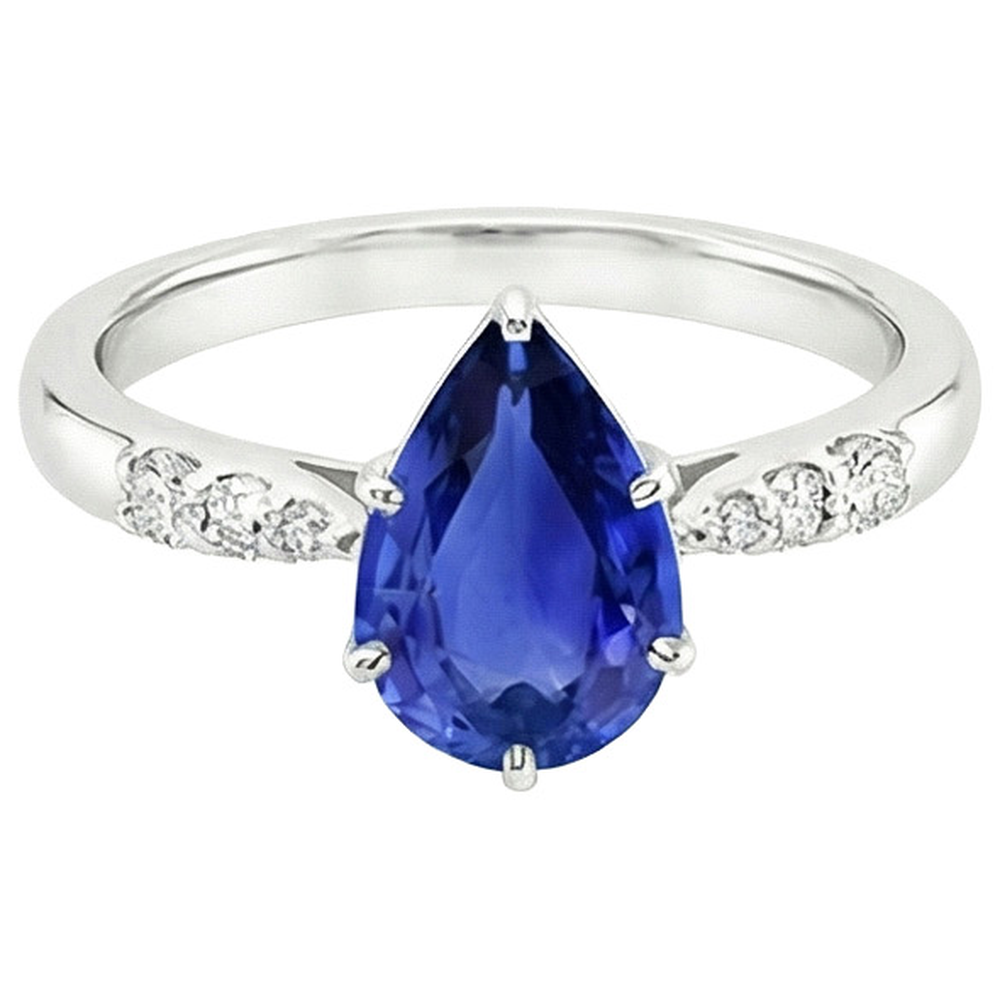 naturel pear diamant 4carats bague vue de profil