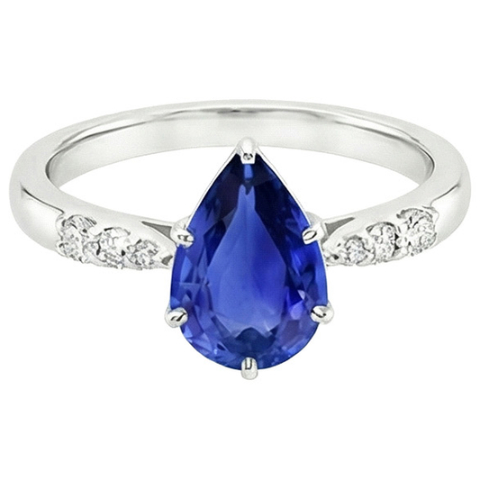 naturel pear diamant 4carats bague vue de profil