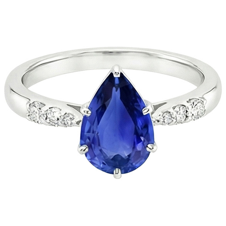 naturel pear diamant 4carats bague vue de profil