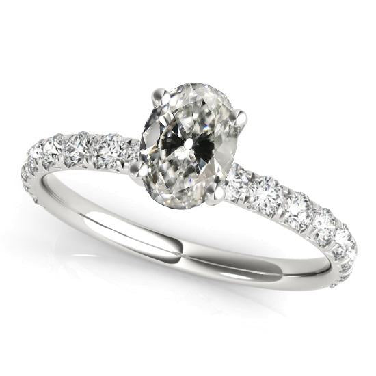 Bague Solitaire Avec Accents Rond & Ovale Vieux Naturel Diamant Mineur 4.50 Carats