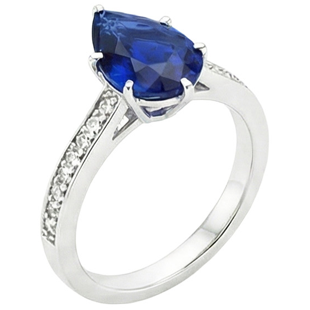 naturel pear diamant 3.50carats bague détail rapproché