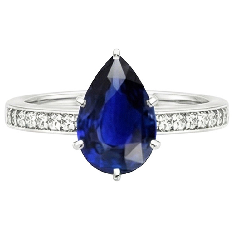 naturel pear diamant 3.50carats bague vue de dessus