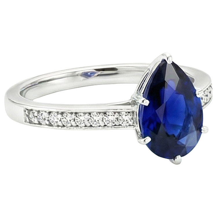 naturel pear diamant 3.50carats bague vue de profil