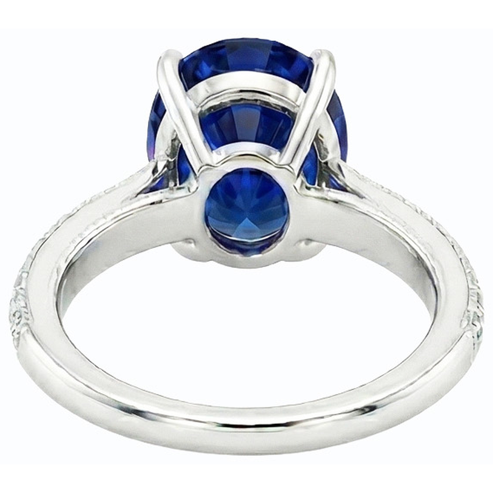 naturel oval saphir 4.50carats bague angle de côté