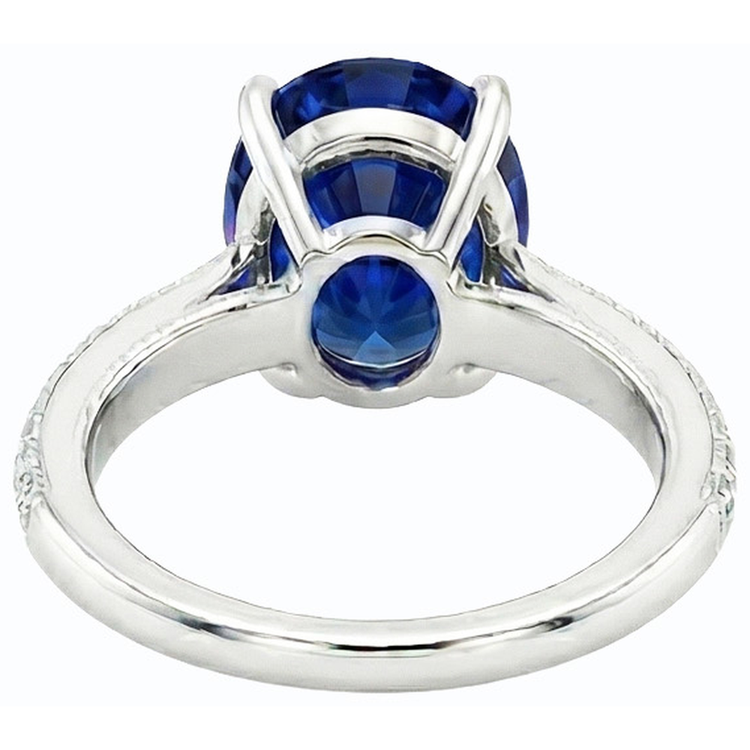 naturel oval saphir 4.50carats bague angle de côté