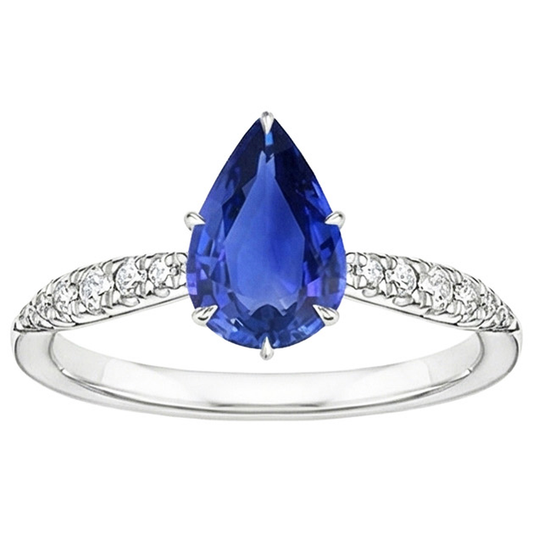 naturel pear diamant 5carats bague vue de dessus