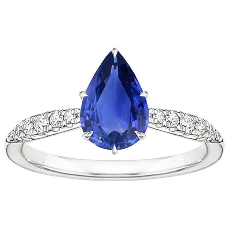 naturel pear diamant 5carats bague vue de dessus