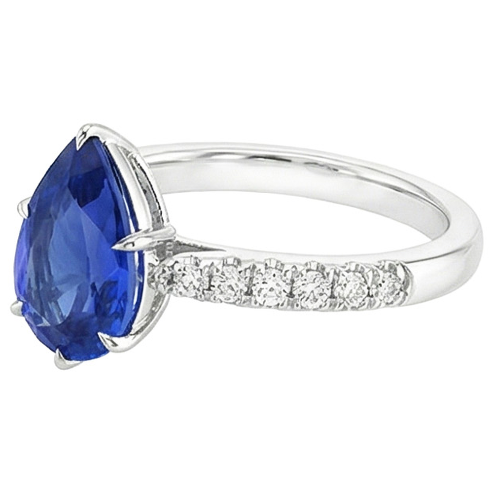 naturel pear diamant 5carats bague vue de profil