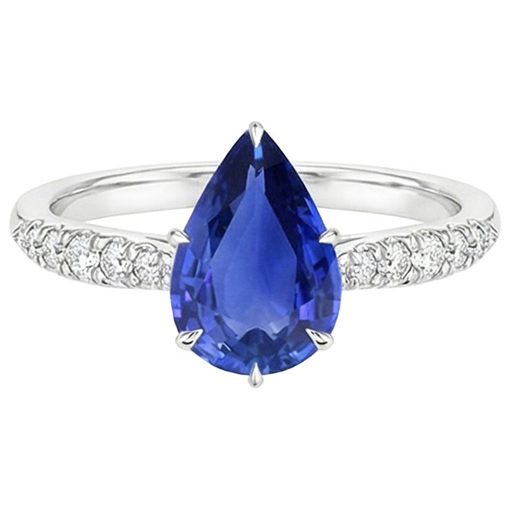naturel pear diamant 5carats bague sur blanc