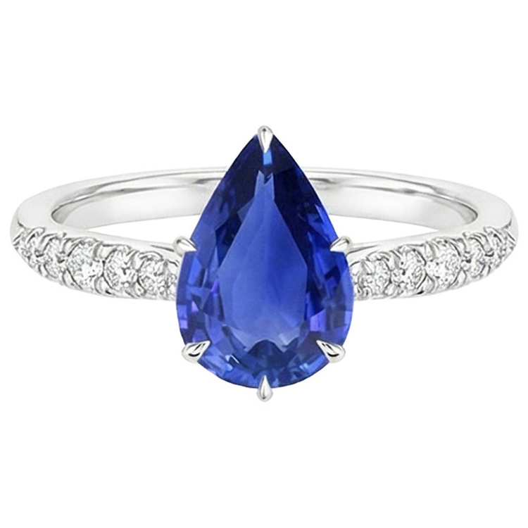 naturel pear diamant 5carats bague sur blanc