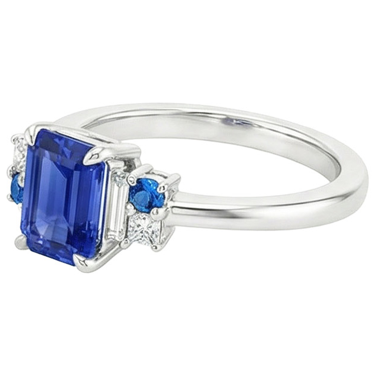 naturel round saphir 3carats bague vue de dessus
