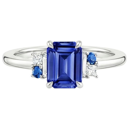 naturel round saphir 3carats bague vue de profil