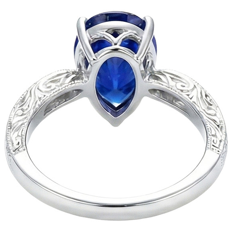 naturel pear diamant 3.50carats bague vue de face