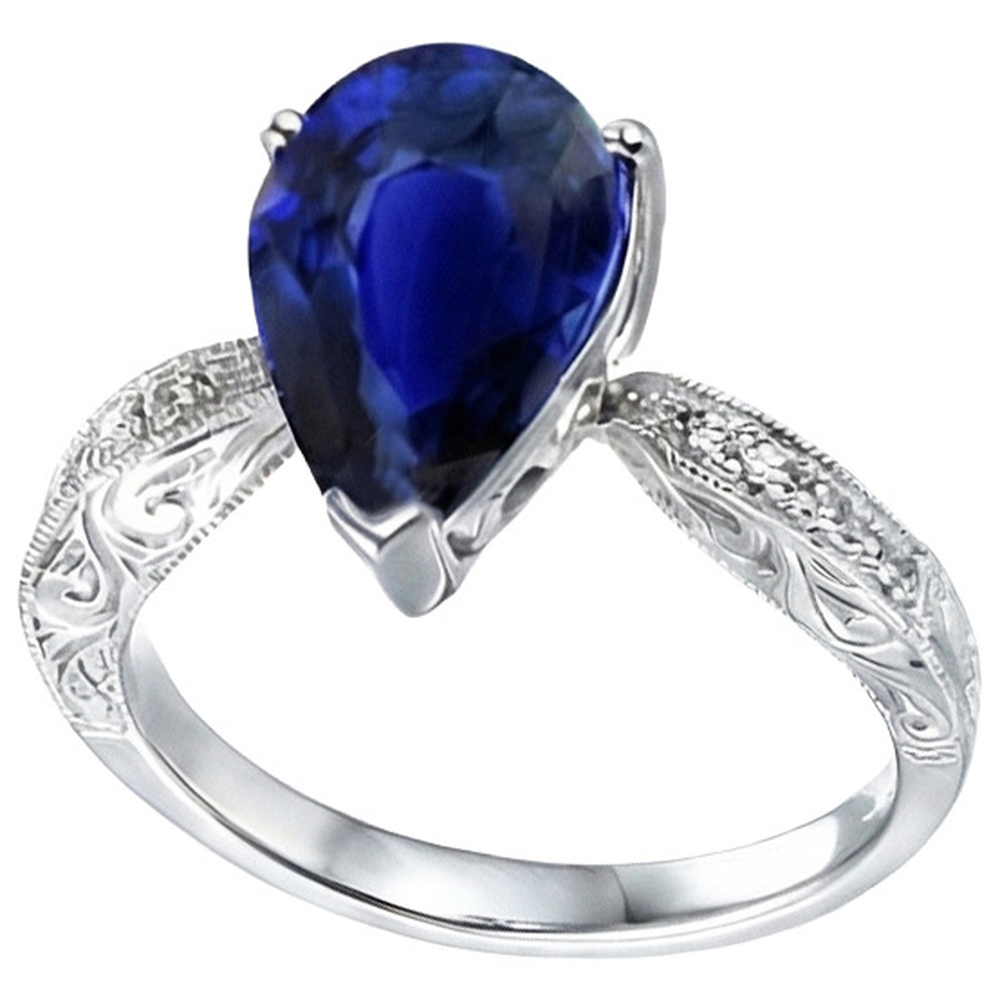 naturel pear diamant 3.50carats bague angle de côté