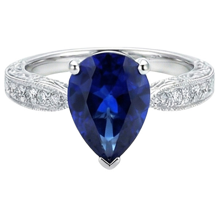 naturel pear diamant 3.50carats bague détail rapproché
