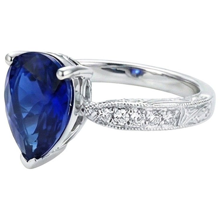 naturel pear diamant 3.50carats bague vue de dessus