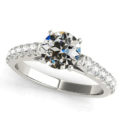 Bague Solitaire Avec Accents Vieux Mineur Réel Diamant Sertie 4 Carats