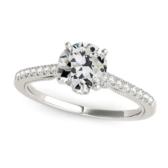 Bague Solitaire Avec Accents Vieux mineur Réel Diamant 4 Griffes Sertie 3 Carats