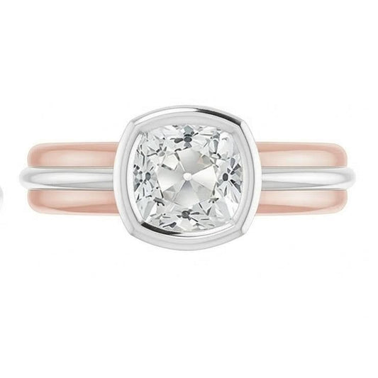 naturel cushion diamant 2.20carats bague angle de côté