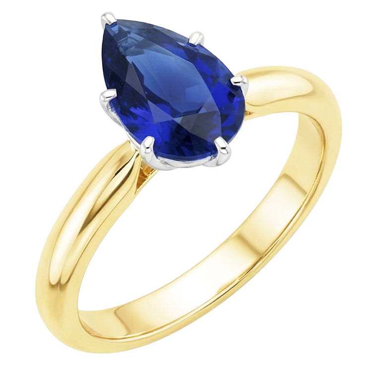 naturel pear saphir 3carats bague angle de côté